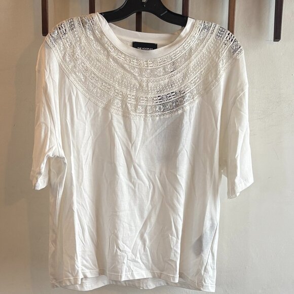 The Kooples Crochet Bib Neckline T-shirt - Picture 1 of 8